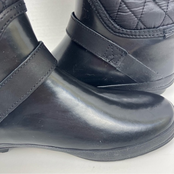 Sperry Top-Sider Hingham Black Tall Quilted Rubber Waterproof Rain Boots Sz 6 - Picture 14 of 16